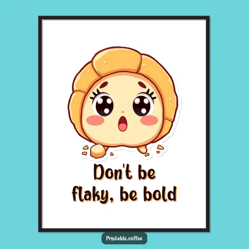 Free Printable Croissant Art: Surprised Eyes for Funny Home Decor Downloadable Gift