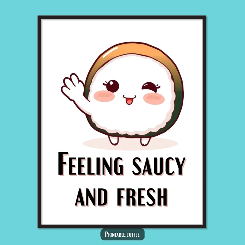 Free Printable Sushi Wall Art: Shy Wave Downloadable Decor for Cute Spaces