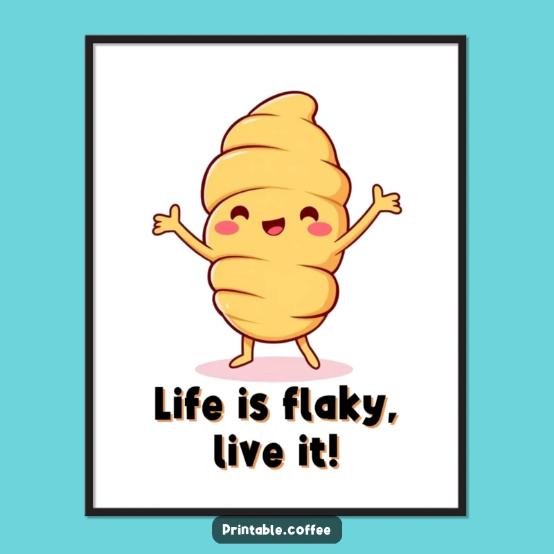 Free Printable Wall Art: Croissant Dance Party! Hilarious Downloadable Decor for a Fun, Cheerful Space.