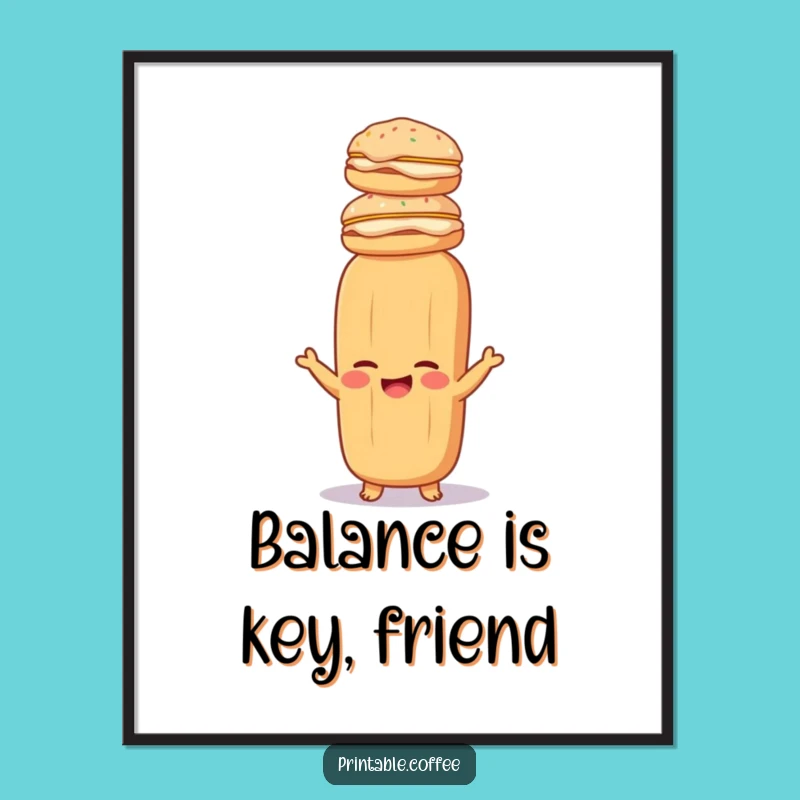 Free Printable Wall Art: Funny Baguette Pastry Stack Humorous Downloadable Art