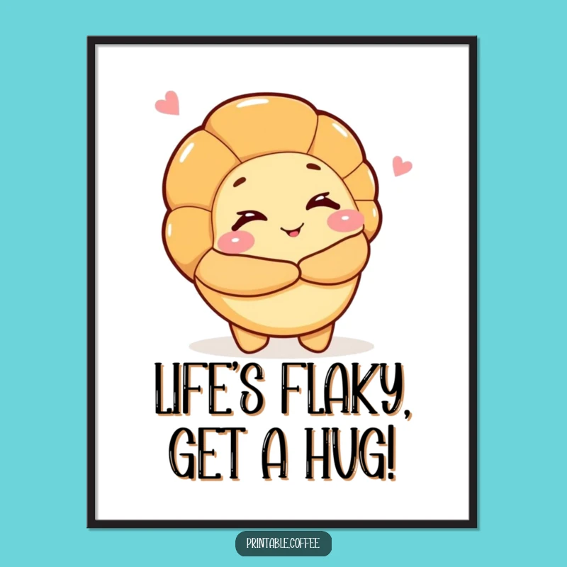 Funny Free Printable Wall Art: Cozy Croissant Hug - Quirky Downloadable Decor