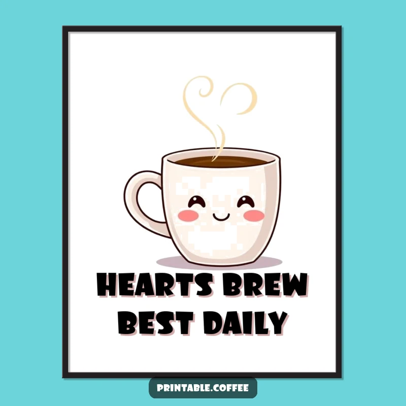 Cozy Free Printable Wall Art: Coffee Mug Heart Steam Downloadable Art