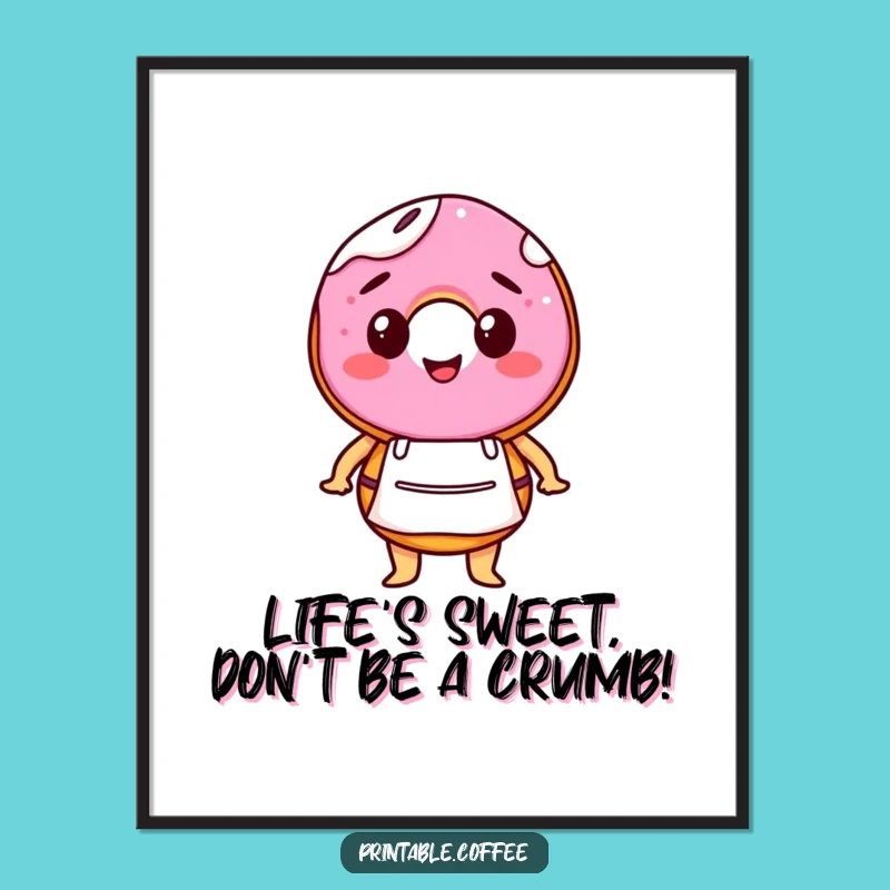 Funny Free Printable Wall Art: Cheerful Donut Barista - Quirky Downloadable Decor