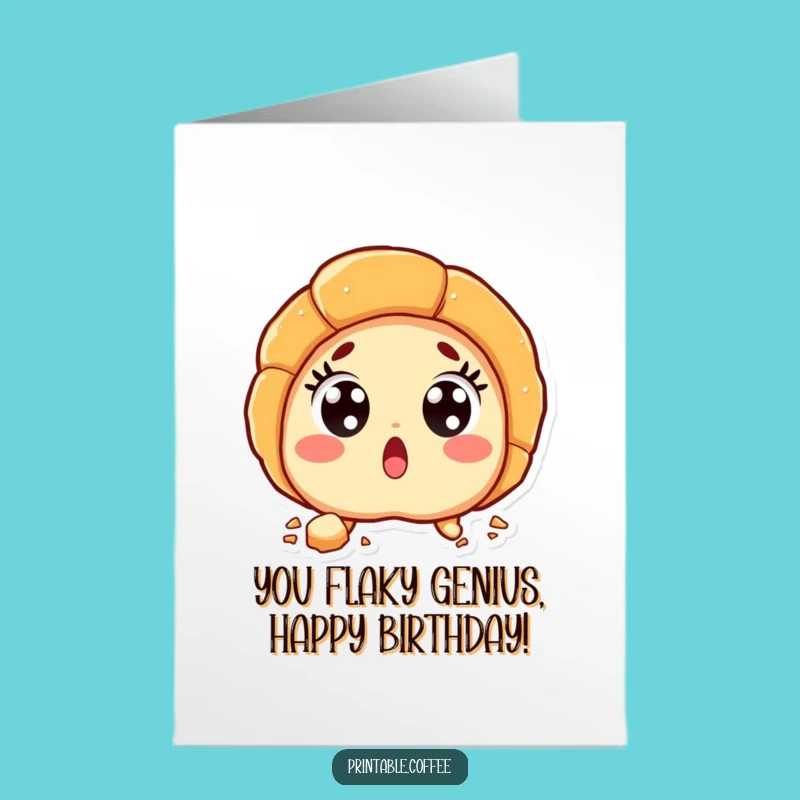 Free Printable Birthday Croissant Card: Surprised Flakes for a Funny Downloadable Gift