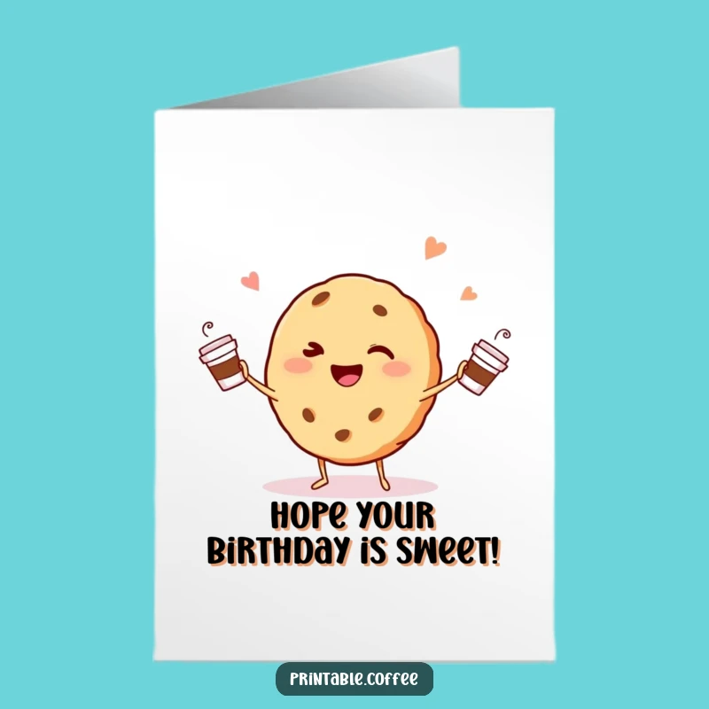 Free Printable Cookie Birthday Card: Juggling Cookie Delivers Birthday Energy!