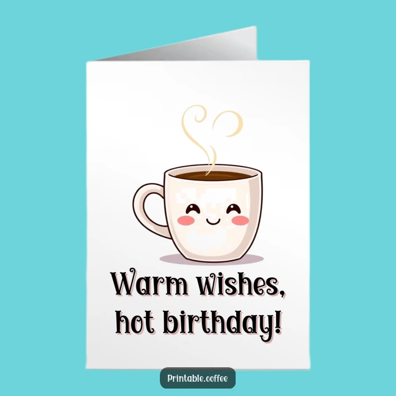 Sweet Free Printable Birthday Card: Coffee Mug Heart Steam Surprise Downloadable Gift