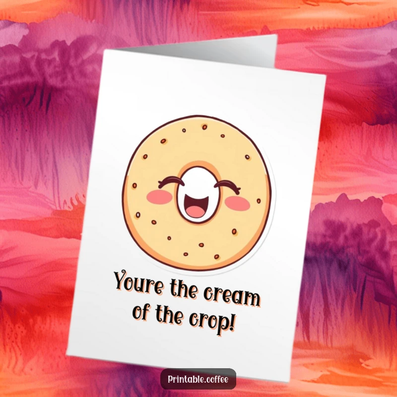 Funny Free Printable Congratulations Card: A cheerful bagel character laughing heartily, perfect for celebrating significant milestones with humor.