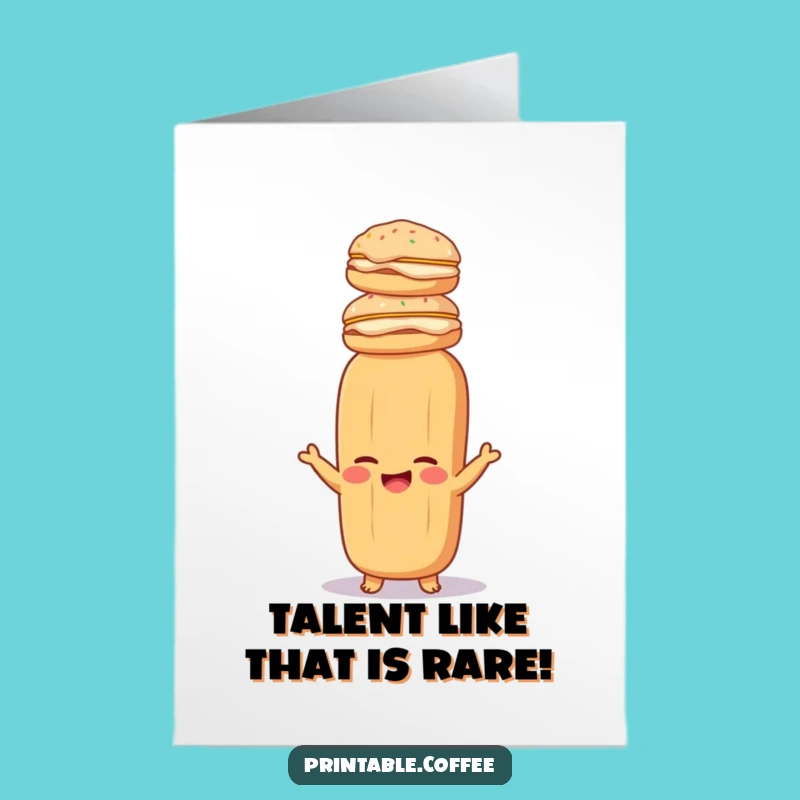 Free Printable Congrats Card: Baguette Pastry Stack Funny Downloadable Gift