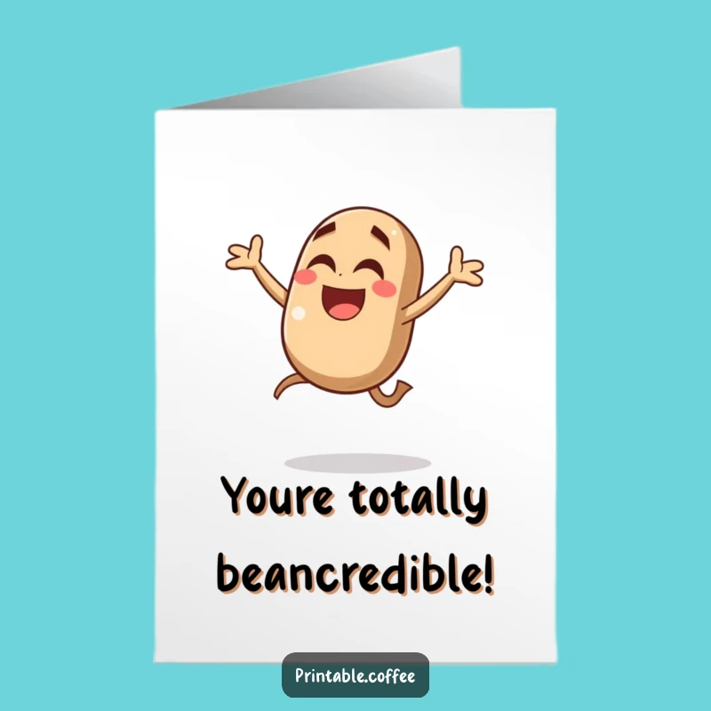 Free Printable Congrats Card: Coffee Bean Jump! Celebrate Success with this Funny Downloadable Greeting.