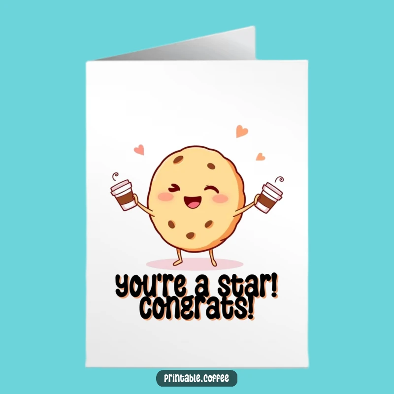 Free Printable Cookie Congratulations Card: Juggling Cookie Cheers Your Success!