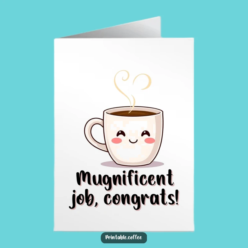 Free Printable Congratulations Card: Coffee Mug Heart Steam Surprise Downloadable Gift