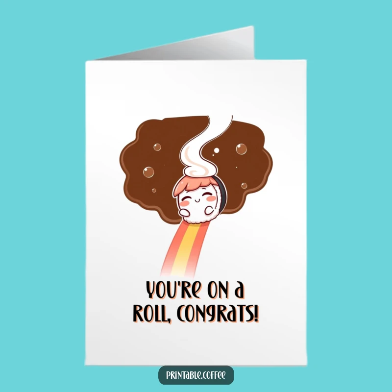 Free Printable Congrats Card: Sushi Rainbow, Downloadable Celebration Art