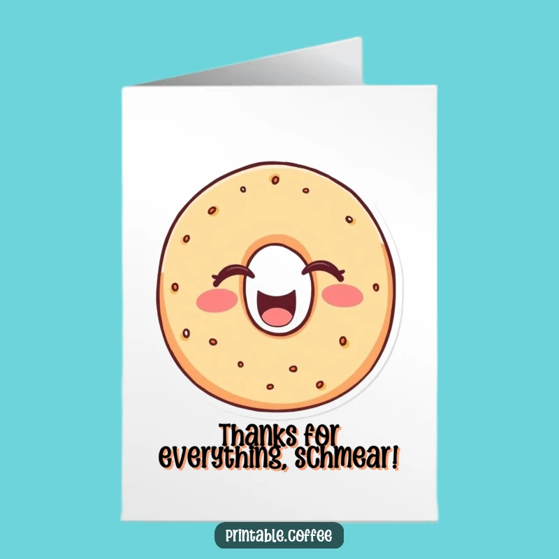 Free Printable Thank You Card: Bagel Chuckles! Express Gratitude with this Funny Downloadable Design.
