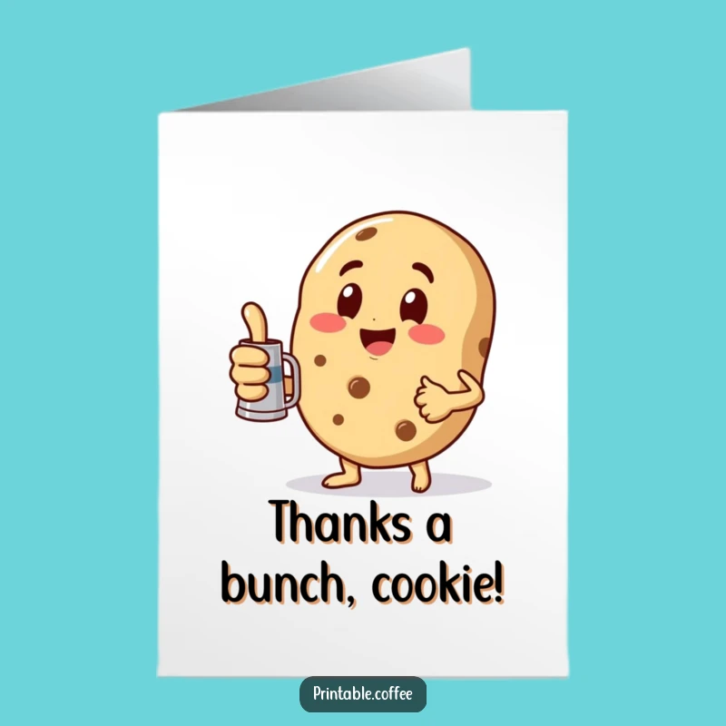 Free Printable Thank You Card: Grateful Cookie Coffee Pot Thumbs Up Funny