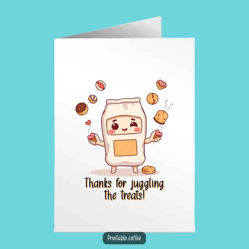 Free Printable Thank You Card: Coffee Bag Pastry Balance - Funny Downloadable Gift