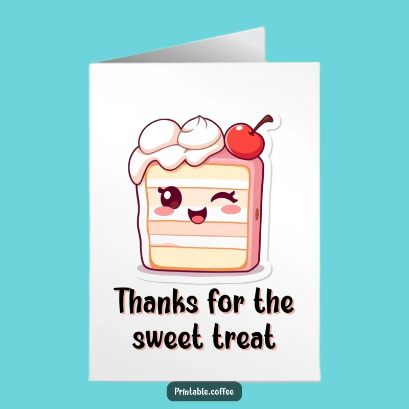 Free Printable Cake Thank You Card: Wink & Cherry Downloadable Gift of Gratitude