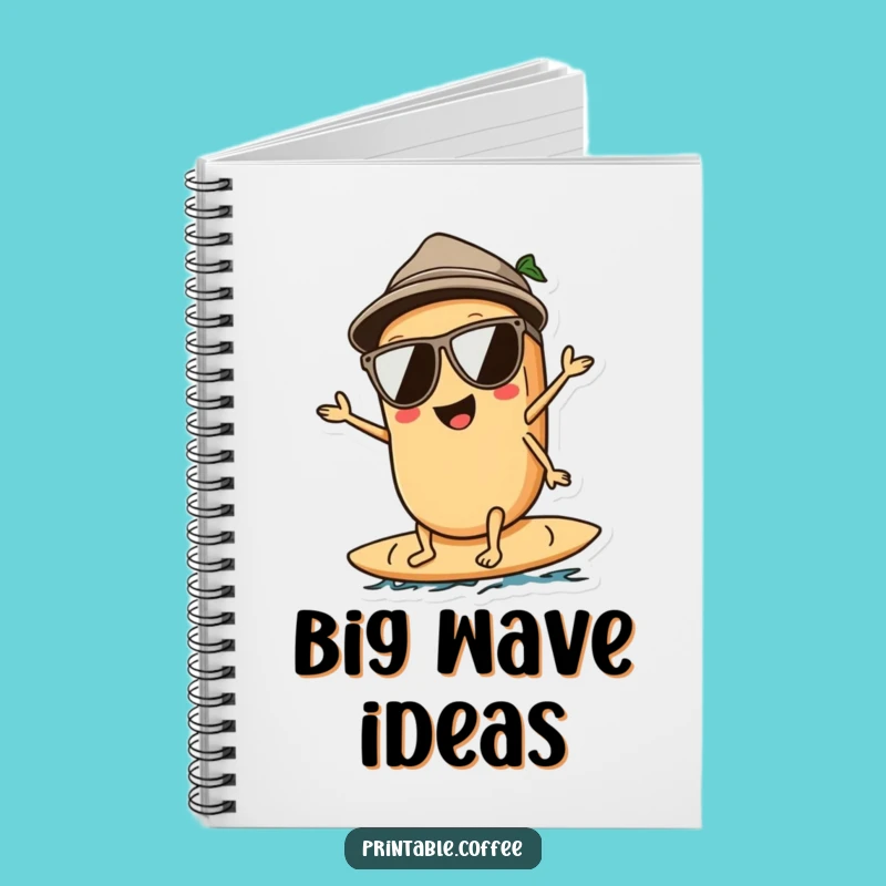 Funny Surfing Coffee Bean Notebook: Ride Your Creative Waves