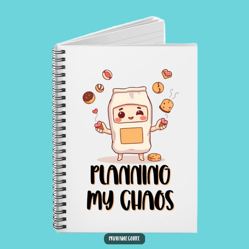 Funny Coffee Bag Juggling Pastries Notebook for Creative Ideas