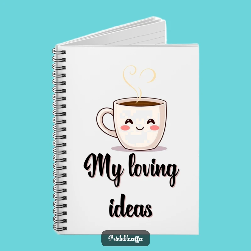 Funny Coffee Mug Heart Steam Notebook - Whimsical Journal for Coffee Lovers