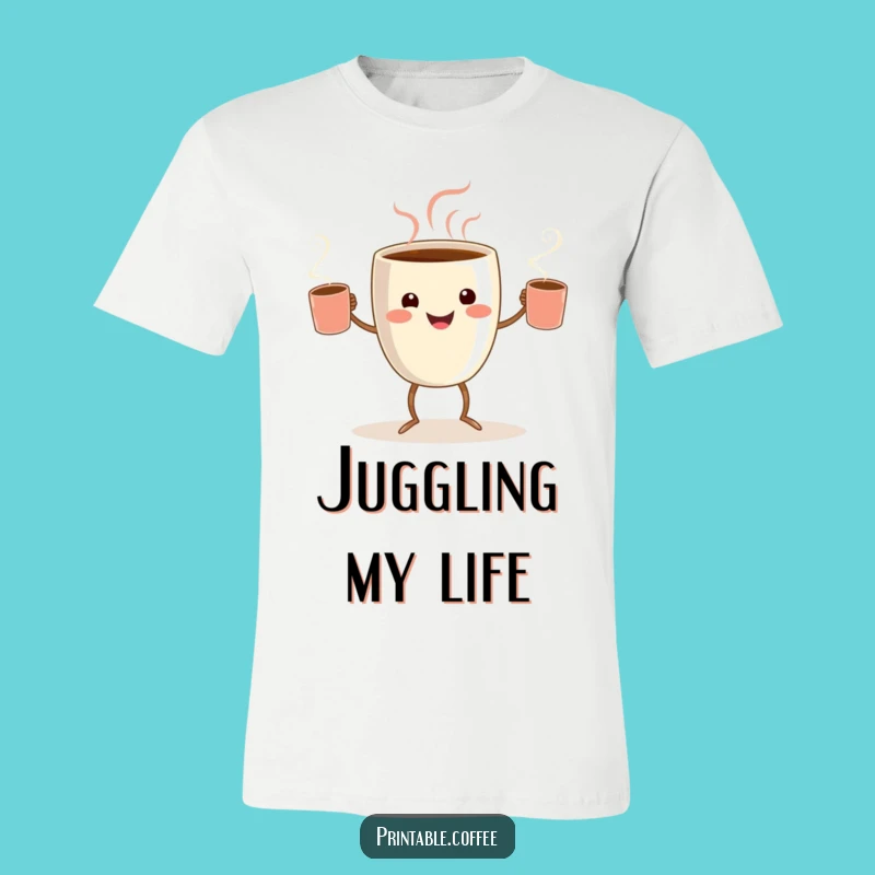 Funny Coffee Juggler T-Shirt: Joyful Barista Style, a Hilarious Gift for Caffeine Addicts