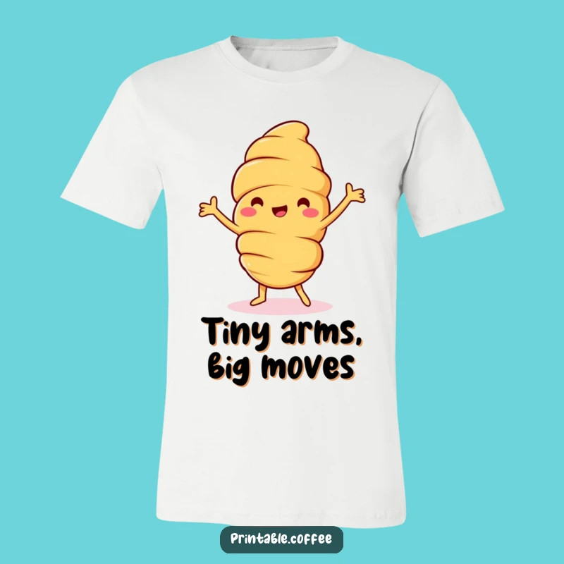 Funny Croissant Dance T-Shirt: Jolly Pastry Character's Happy Dance - Hilarious Cartoon Apparel Gift