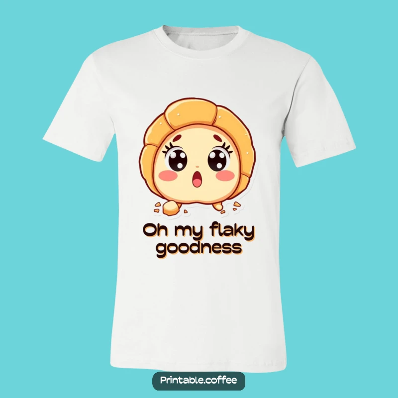 Funny Croissant Surprise T-Shirt: Wide-Eyed Pastry Tee, Hilarious Gift Idea