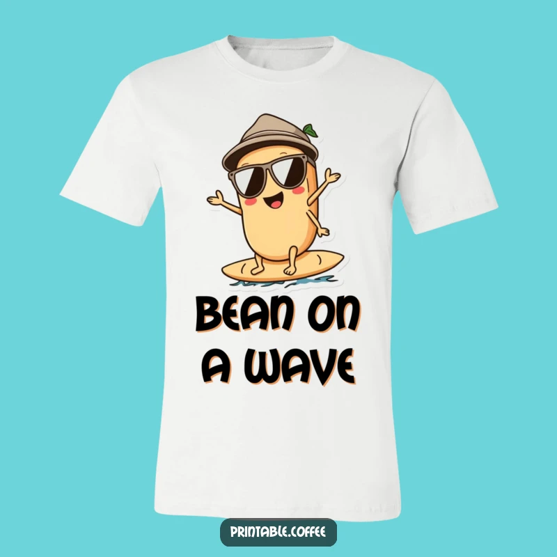Funny Surfing Coffee Bean T-Shirt: Ride the Waves in Style