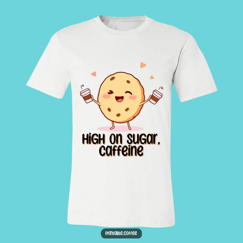 Funny Winking Cookie T-Shirt: Juggling Caffeine Humor Gift
