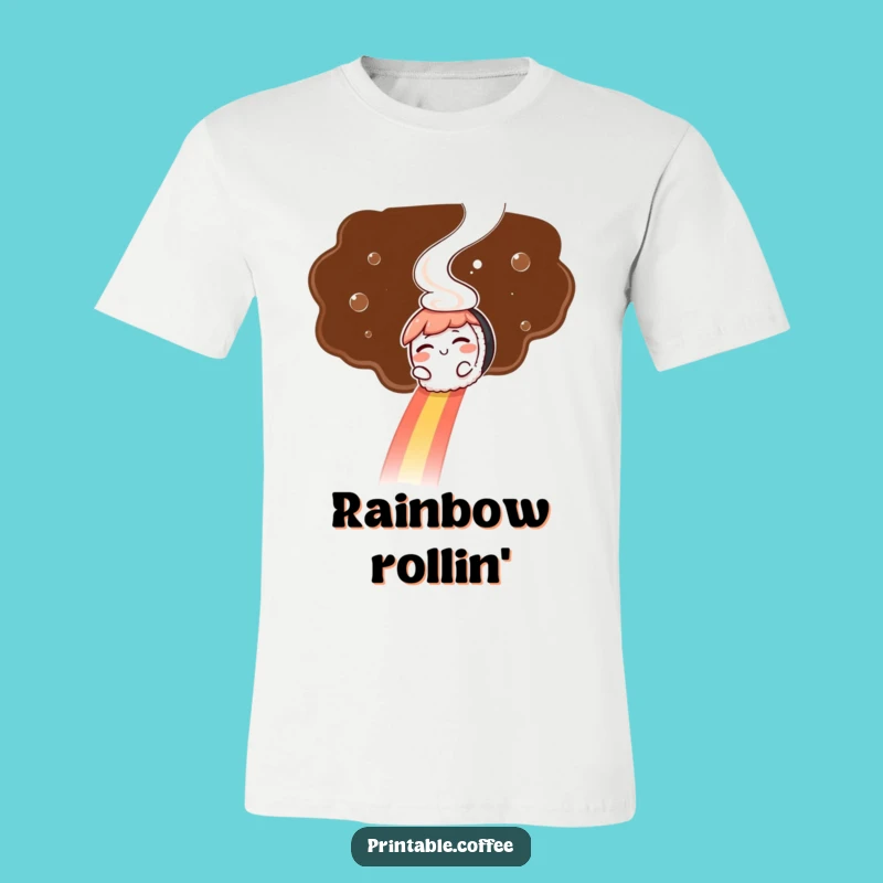 Funny Sushi Rainbow T-Shirt: Witty Slide, Coffee Charm, Great Funny Gift!