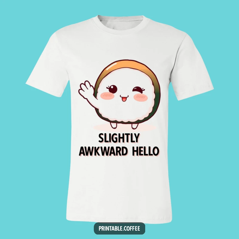 Funny Sushi Wave T-Shirt: Blushing Character Tee, Cute Gift Idea