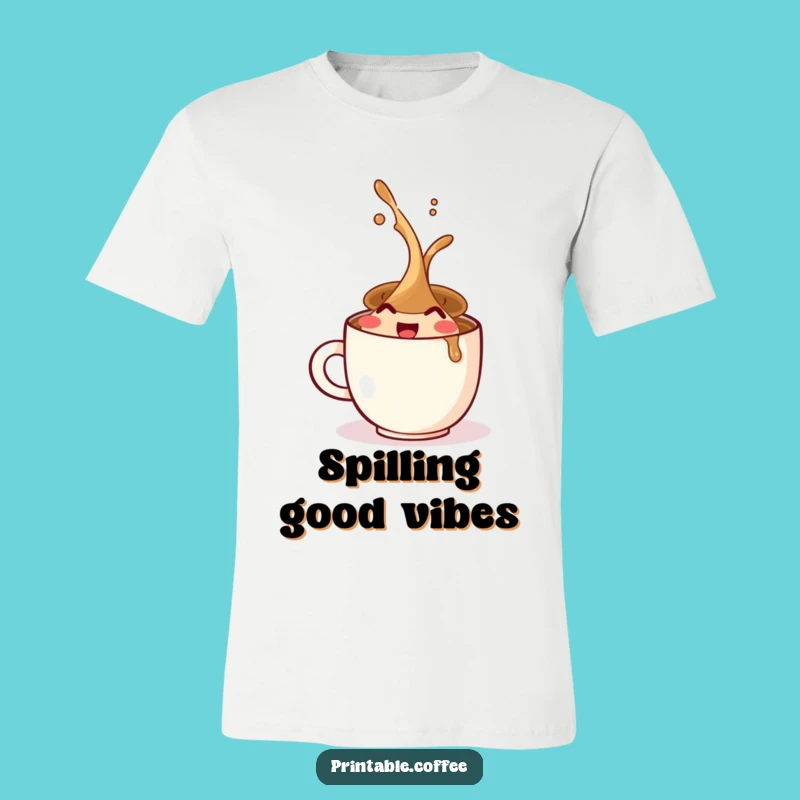 Funny Coffee Cup Spill T-Shirt: Wear Your Joyful Morning Chaos