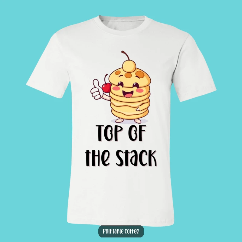 Funny Pancake Thumbs-Up T-Shirt: Cheerful Stack Character - Hilarious Apparel & Gift