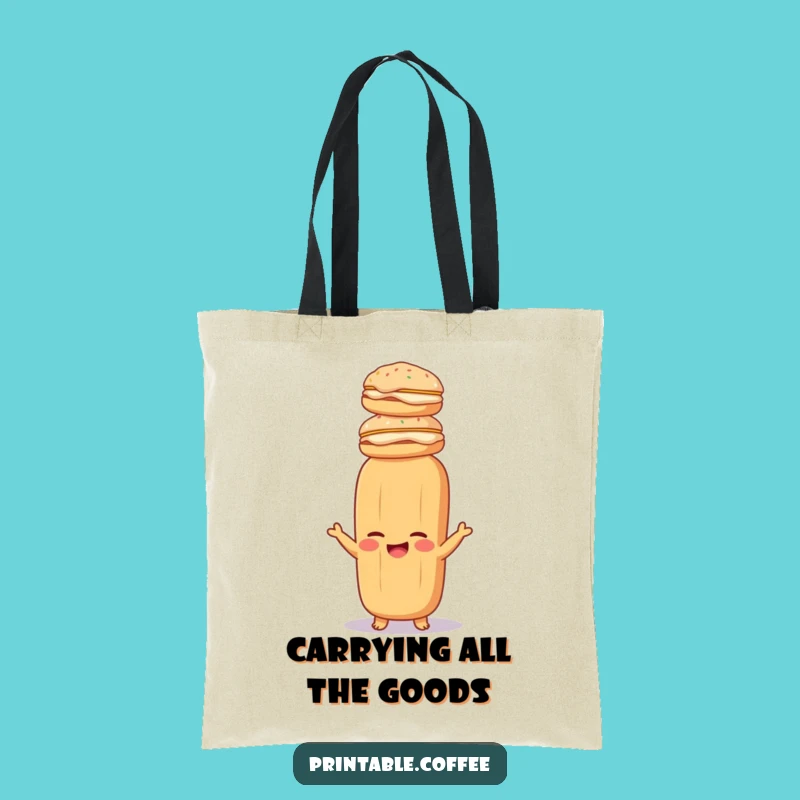 Funny Baguette Pastry Stack Tote Bag A Hilarious Carry-All For Bread Lovers