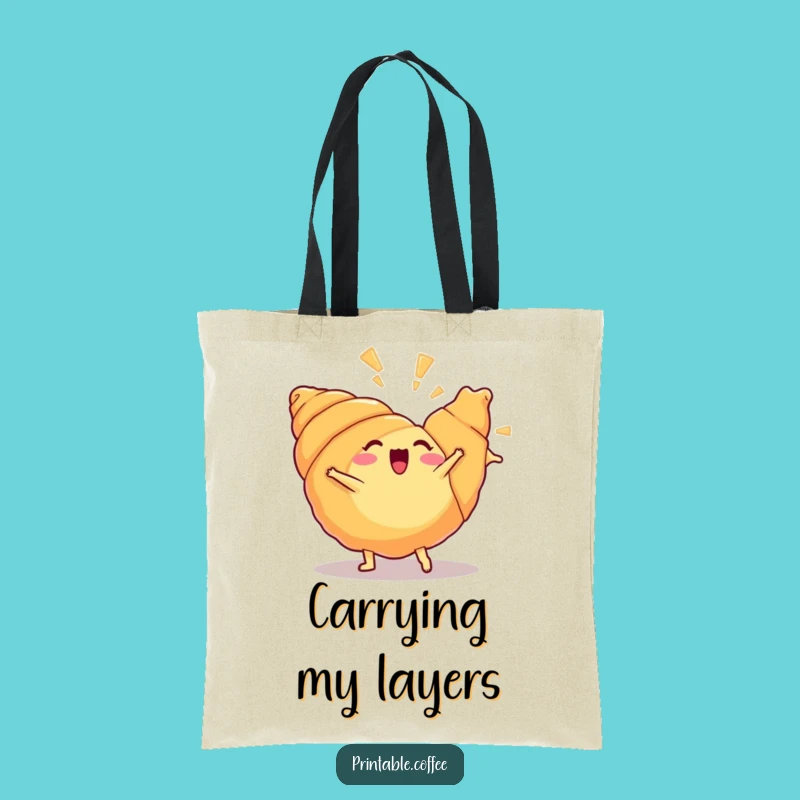 Funny Croissant Cartwheel Tote Bag A Hilarious & Practical Pastry Gift