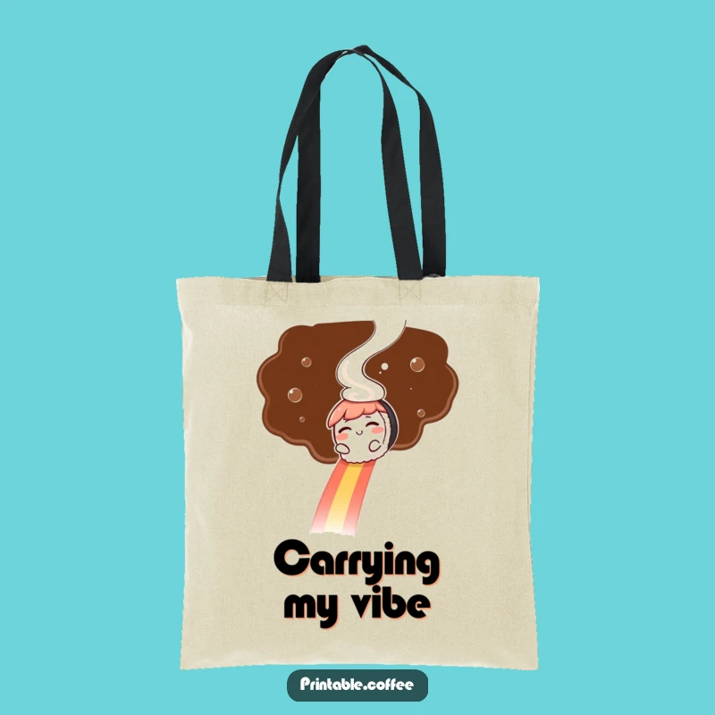 Funny Sushi Tote Bag: Rainbow Slide, Coffee Dreams, Fun Funny Gift!