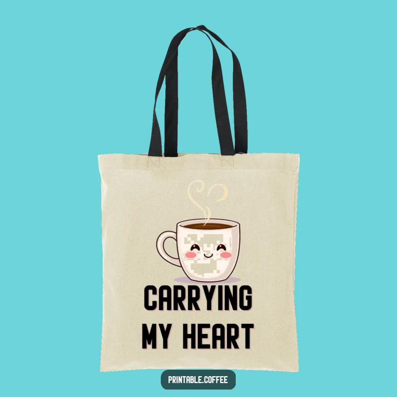 Funny Coffee Mug Heart Steam Tote Bag - Whimsical & Loving Carry-all