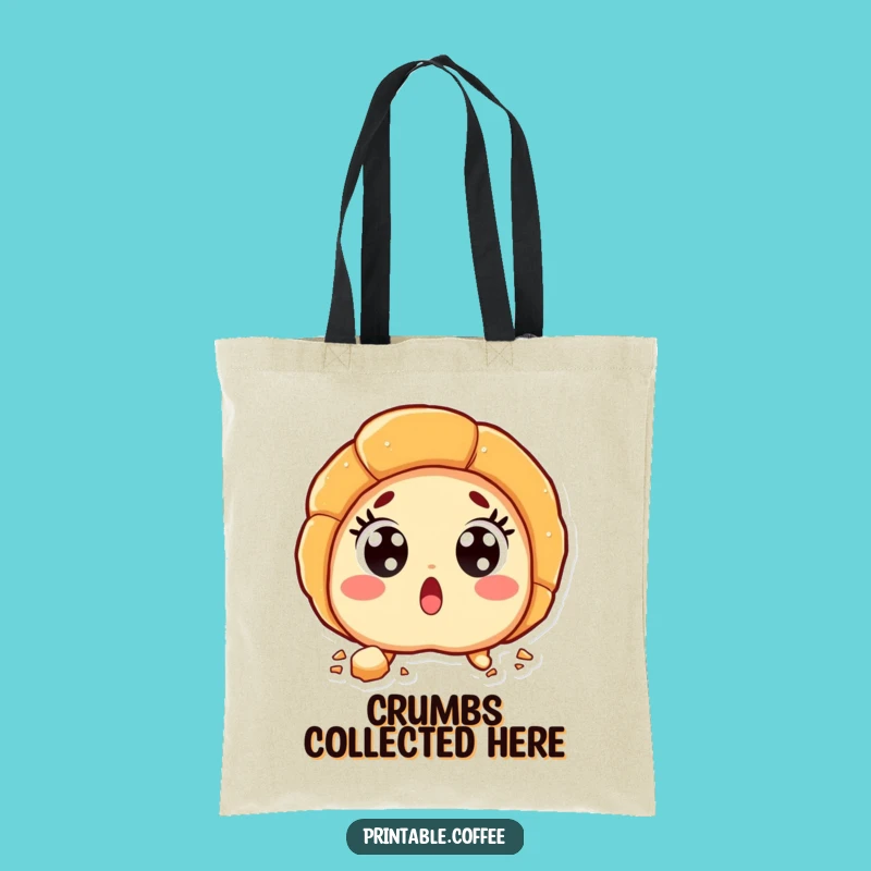Funny Croissant Surprise Tote Bag: Wide-Eyed Pastry Accessory, Practical Funny Gift