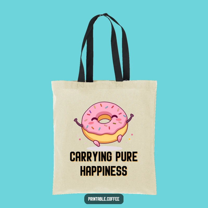 Funny Donut Tote Bag: Joyful Sprinkles Character Bounce, Practical and Hilarious Gift
