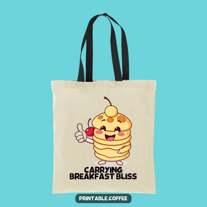 Funny Pancake Thumbs-Up Tote Bag: Cheerful Stack Character - Practical & Hilarious Carry-All Gift
