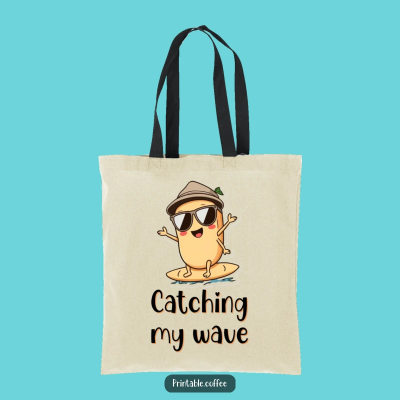 Funny Surfing Coffee Bean Tote Bag: Carry Your Coolness Anywhere