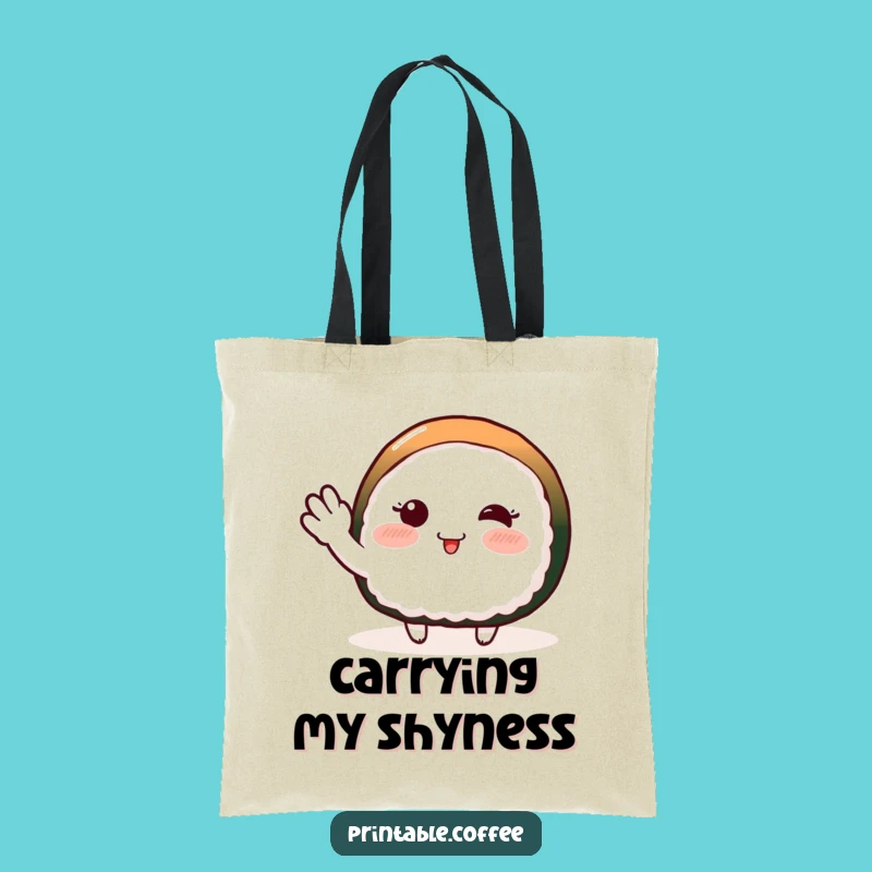 Funny Sushi Wave Tote Bag: Blushing Character Bag, Practical & Cute Gift