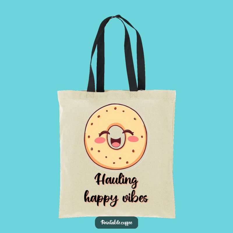 Funny Bagel Laugh Tote Bag: Cheerful Character Laughing Heartily - Practical & Hilarious Carry-All Gift