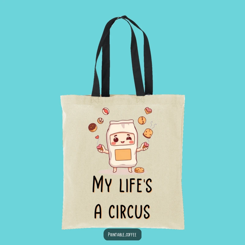 Funny Coffee Bag Juggling Pastries Tote Bag: Carry Your Treats in Style